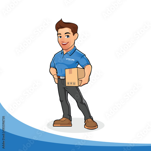 Delivery man holding a package ready to deliver the goods to the customer.