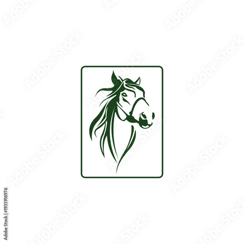 Elegant Horse Head Silhouette in a Rectangular Frame Artistic Design.
