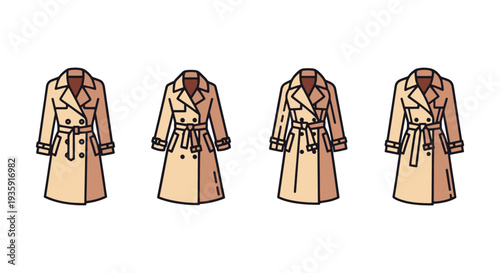Trench Coat Line art vector creative modern color illustration