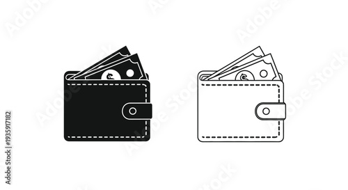 Wallet cash icons set Vector