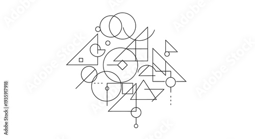 Geometric Shapes and Lines Composition.