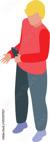 Casual young man holding smartphone, enjoying mobile technology for communication and connection