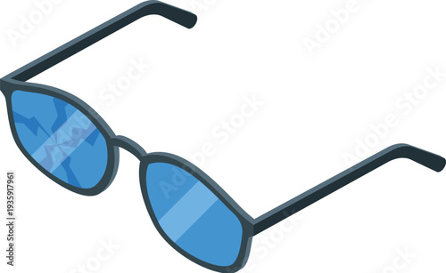 Sunglasses with a broken lens, representing accidents, damage, and the need for repair or replacement