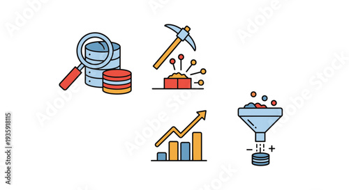 Data Mining Line art creative tone color illustration