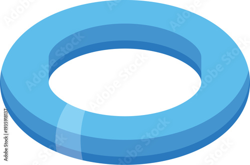 Blue lifebuoy floating on water, providing safety and rescue in aquatic environments