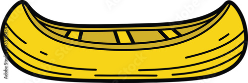 Yellow Canoe Icon: Simple Flat Vector Illustration on Black