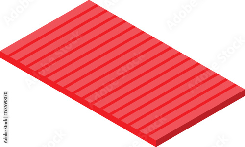 Red cargo container top view isometric projection representing logistics and shipping industry
