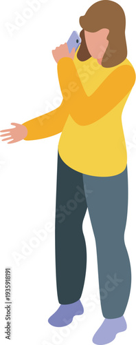 Casual woman recording audio message, sending voicemail on smartphone