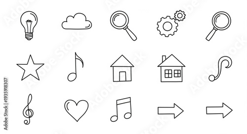 Collection of Simple Hand Drawn Icons and Symbols.
