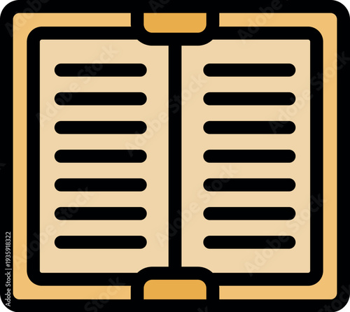 Open book with bookmark displaying lines of text, ideal for educational or reading related themes