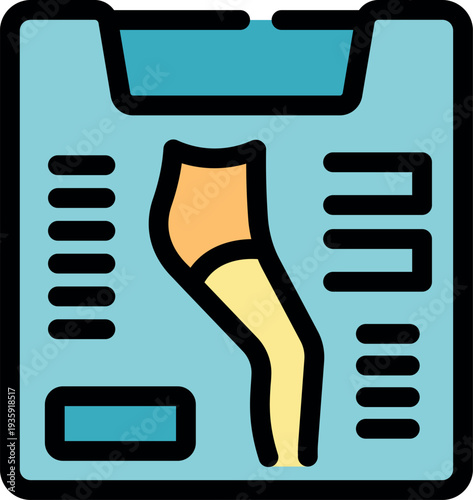 Leg bones anatomy displayed on a medical clipboard, suggesting patient examination or orthopedic analysis