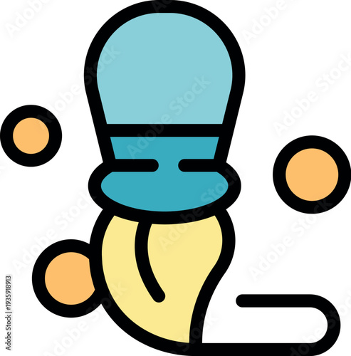 Makeup brush applying foundation, blush, or powder, a beauty and cosmetics icon