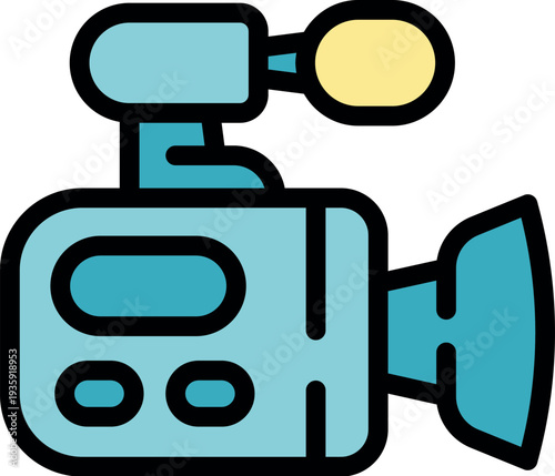 Professional camcorder capturing video footage with attached microphone for enhanced audio