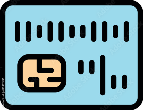 Light blue digital payment card with chip and magnetic stripe ensuring secure transactions