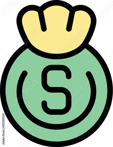 Green money bag with dollar sign representing savings, investment, and financial growth