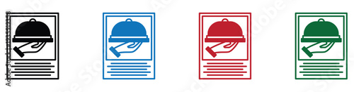 Four colorful flat design helmets icons for safety and sports vector illustration set