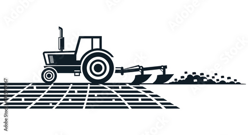 Tractor Plowing Field with Precision Farming.