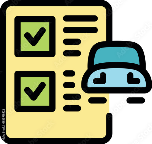 Checklist with two check marks indicating approved vehicle inspection