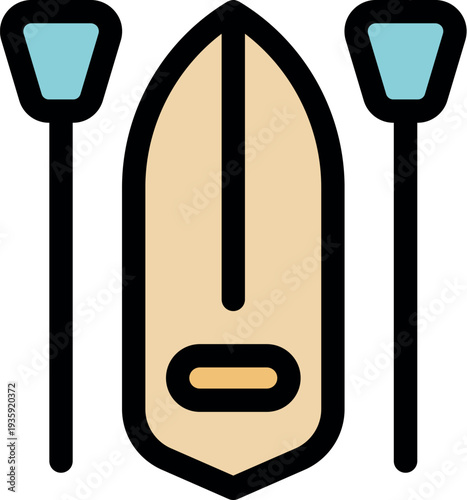 Paddle board and oars suggesting fun water activities, embodying the spirit of summer sports and outdoor recreation