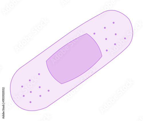 Simple pastel purple adhesive bandage flat vector illustration for medical care and first aid concepts isolated on white background