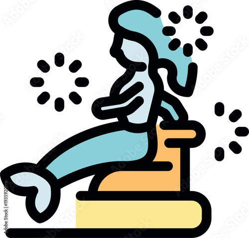 Mermaid is sitting gracefully on a rock, her tail shimmering, surrounded by magical sparkles