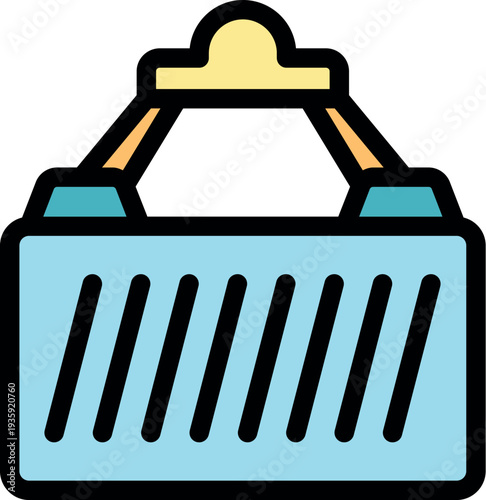 Crane lifting container, representing freight shipping, global logistics, and transportation