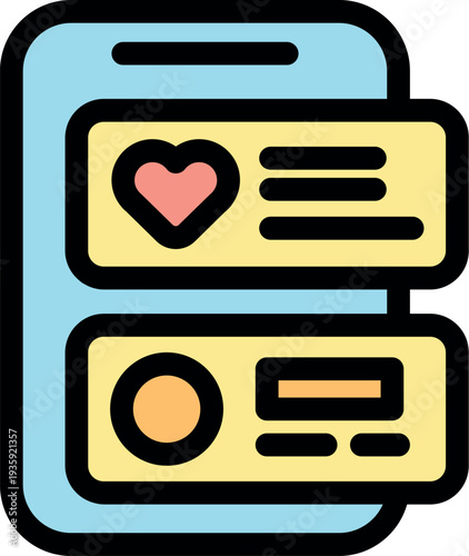 Smartphone displaying notifications, featuring heart and slider icons, representing social media engagement and user interface elements