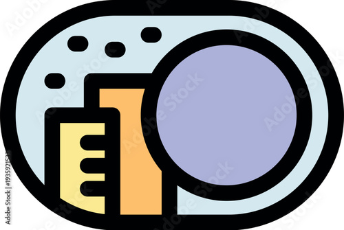 Urban planning concept with magnifying glass inspecting city buildings and ruler, symbolizing meticulous design and precise measurement in architectural projects