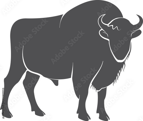 Black bison icon. Wild bull. Animal silhouette
