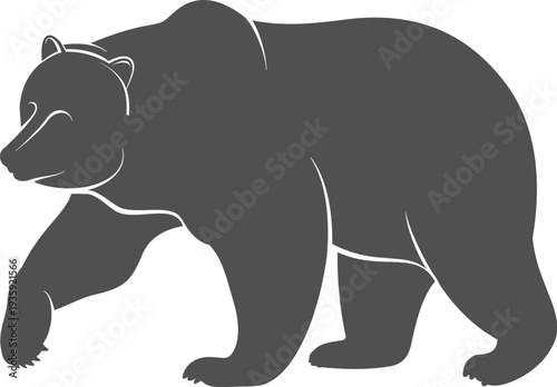Bear black silhouette. Wild woodland predator icon