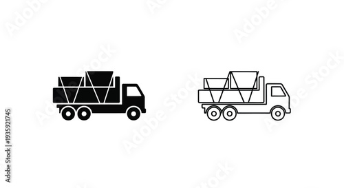 Concrete mixer trucks icon set Vector