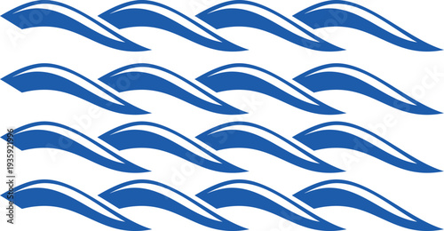 Water surface icon. Wavy line blue ornament