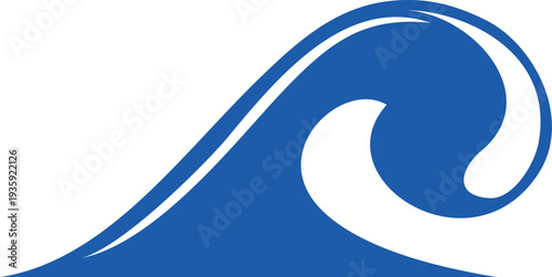 Stylized blue wave logo. Clean water storm