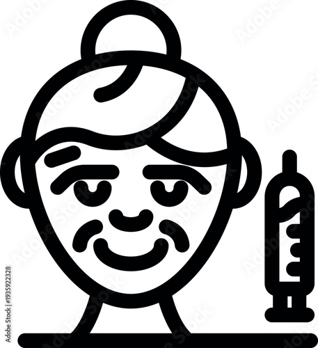 Senior woman undergoing cosmetic injection treatment for facial rejuvenation and wrinkle reduction