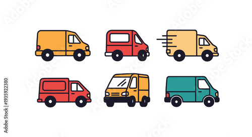 Delivery van Line art vector modern abstract color illustration