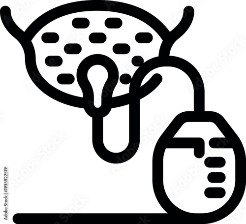 Urologist controlling robotic surgery system with computer mouse for prostate cancer treatment, innovative medical technology