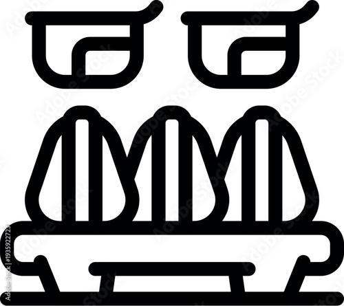 Steaming hot onigiri rice balls sit ready on a wooden tray, with rice cookers hanging above, representing a quick and delicious japanese meal