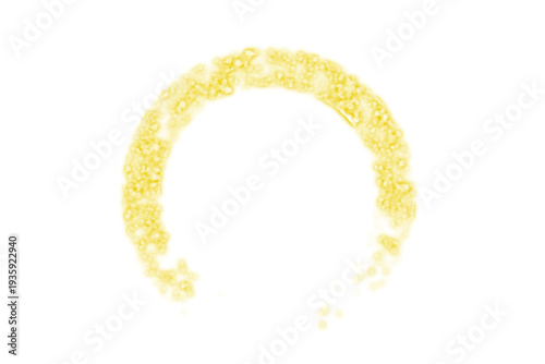 Abstract Circular Frame Made of Glowing Yellow Bubbles and Light Rings Isolated on White