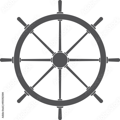 Ship navigation wheel black icon. Helm symbol