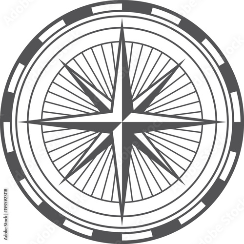 Vintage wind rose symbol engraving. Compass icon
