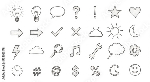 Collection of Simple Outline Icons for Web and Design.