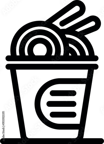 Hot instant noodles in a cup, ready to be enjoyed with chopsticks