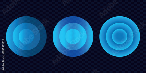 Sound wave. Signal concentric circle. Round light effect. Wifi range. Radio station signal. Water ripple with circle waves. A place or a painful point. Radar screen. Vector effect.