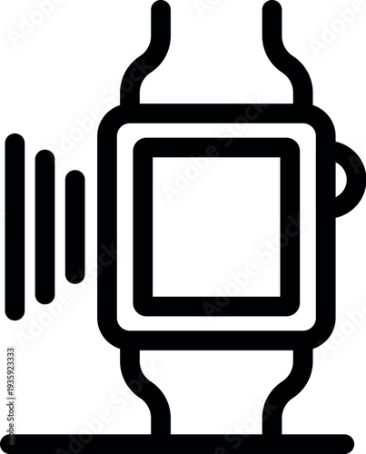 Smartwatch emitting radio waves standing on a surface