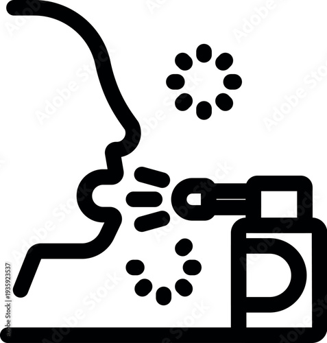 Halitosis treatment and oral hygiene concept with doctor spraying breath freshener