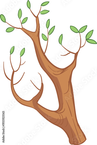 Wood branch cartoon icon. Tree natural timber