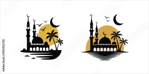 Islamic Cultural Symbols and Ramadan Vector Icons for Spiritual Observances and Traditions