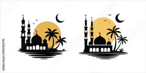 Islamic Cultural Symbols and Ramadan Vector Icons for Spiritual Observances and Traditions