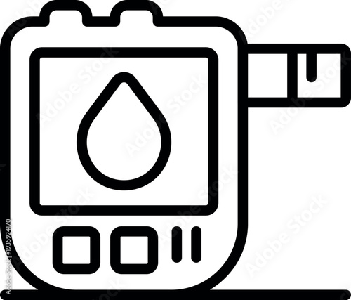 Glucose meter displaying blood drop icon, symbolizing diabetes management and blood sugar monitoring