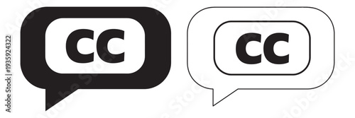 Closed Caption Icons, Subtitles and CC Symbols, Universal Caption Symbols, Accessibility Graphic, Multimedia and Streaming Signs